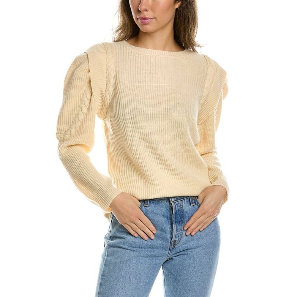 Lea & Viola Womens  Braided Wool & Cashmere-Blend Sweater, White